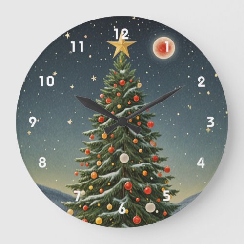 Crimson Noel Large Clock