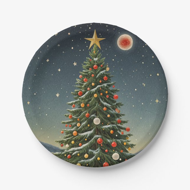 Crimson Noel Paper Plates (Front)