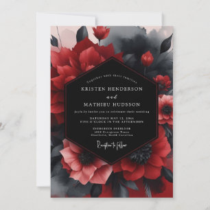 Crimson Noir Bloom Wedding Invitation