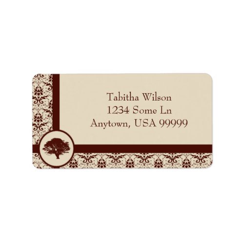 Crimson Oak Damask Address Label