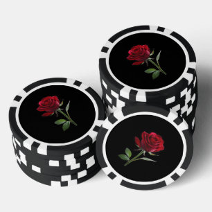 Crimson on Ebony: The Single Red Rose, Poker Chips
