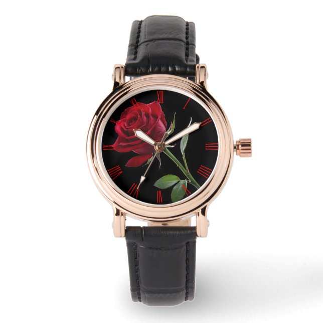 Crimson on Ebony: The Single Red Rose, Watch (Front)