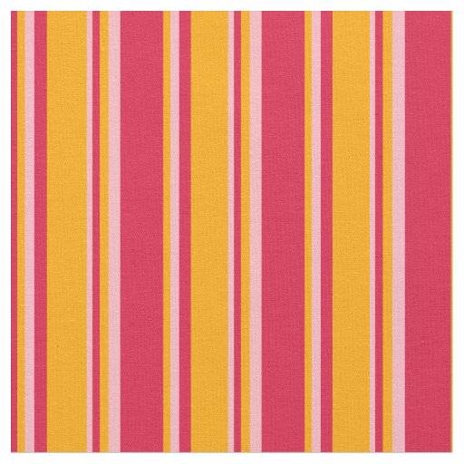 Crimson, Orange, and Light Pink Stripes Fabric