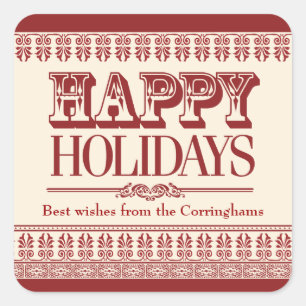 Crimson Ornate Borders Holiday Sticker