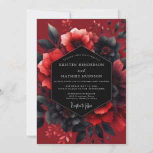 Crimson Passionate Flora Wedding Invitation