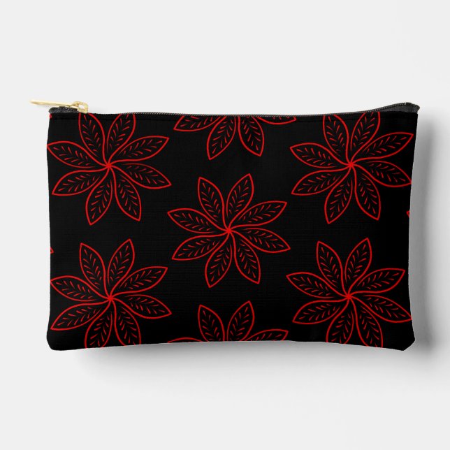 Crimson Pattern on Black  Accessory Pouch (Front)