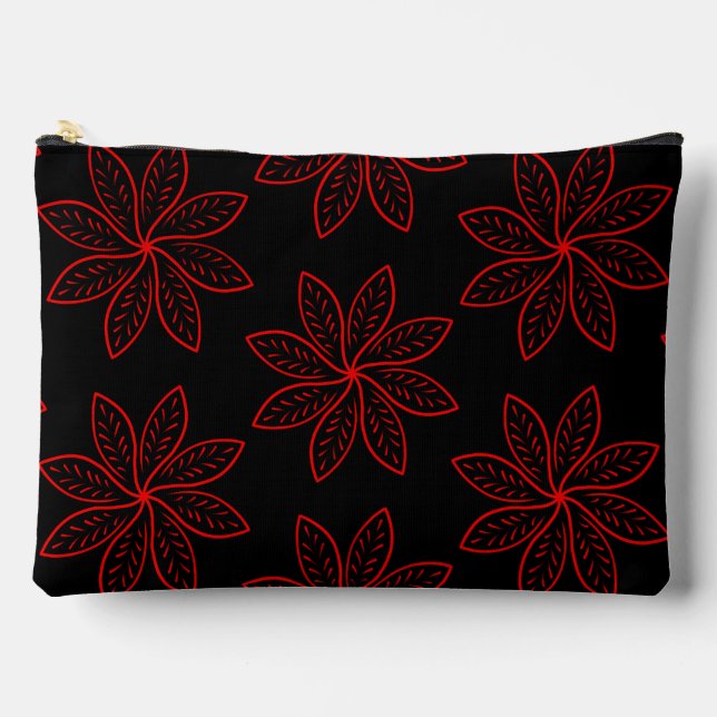 Crimson Pattern on Black  Accessory Pouch (Front)