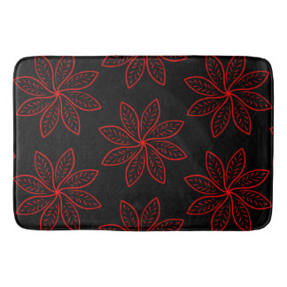 Crimson Pattern on Black  Bath Mat
