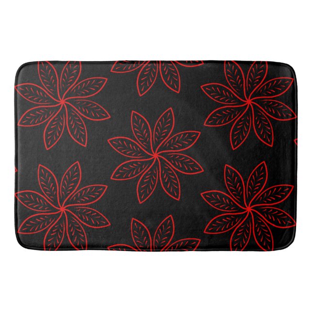 Crimson Pattern on Black  Bath Mat (Front)
