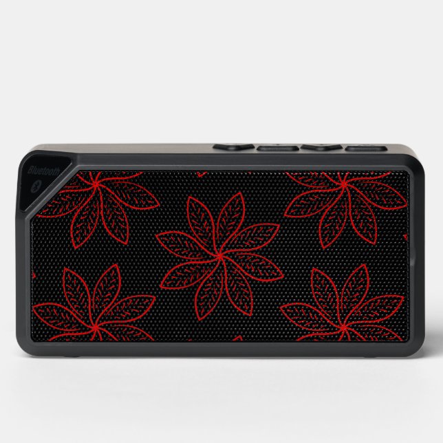 Crimson Pattern on Black  Bluetooth Speaker (Front)
