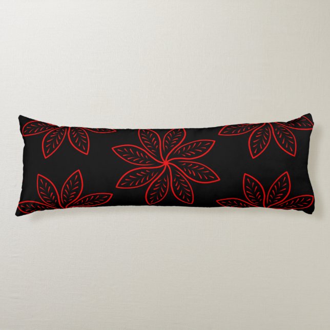 Crimson Pattern on Black  Body Pillow (Front)