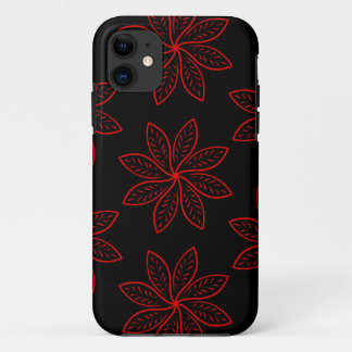 Crimson Pattern on Black  iPhone 11 Case