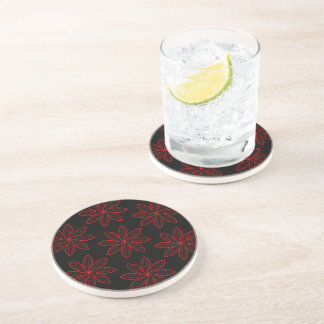 Crimson Pattern on Black  Coaster