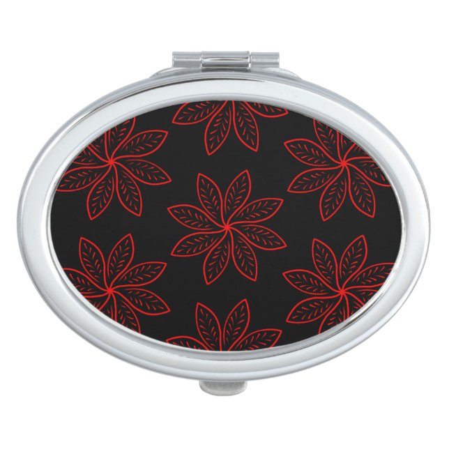Crimson Pattern on Black  Compact Mirror (Front)