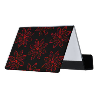 Crimson Pattern on Black  Desk Business Card Holder
