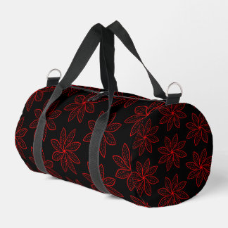 Crimson Pattern on Black  Duffle Bag