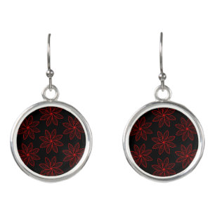Crimson Pattern on Black Earrings