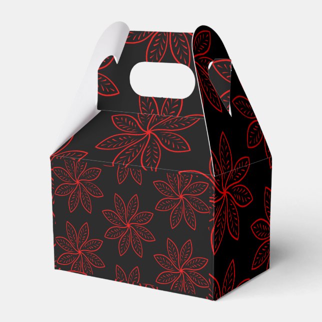 Crimson Pattern on Black  Favor Boxes (Front Side)