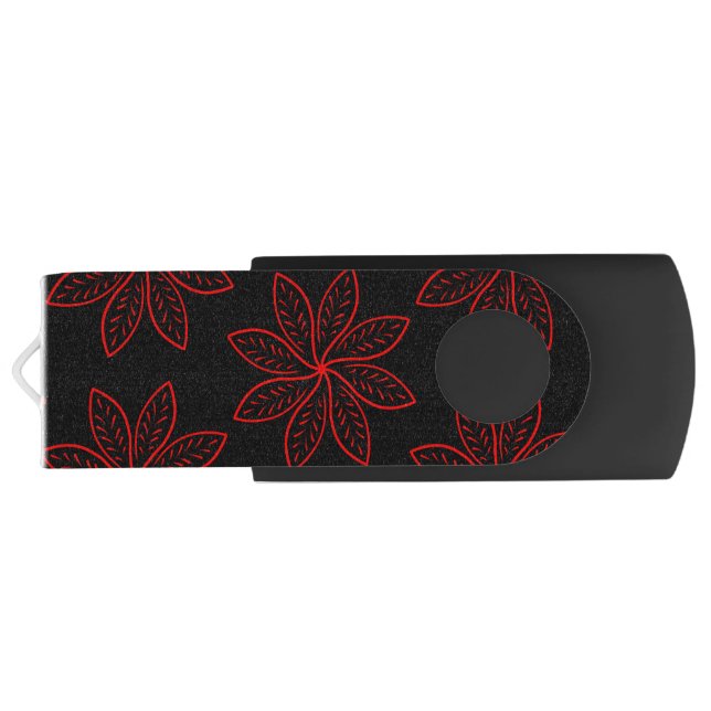 Crimson Pattern on Black  Flash Drive (Back)