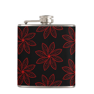 Crimson Pattern on Black  Flask