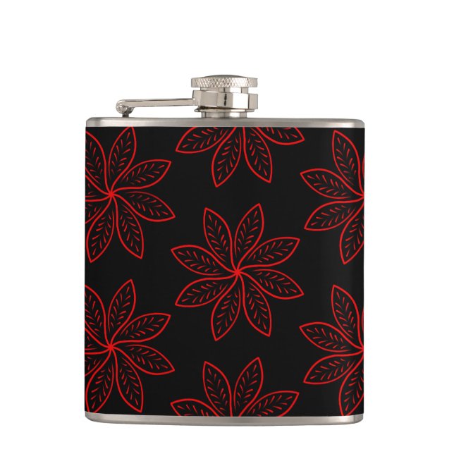 Crimson Pattern on Black  Flask (Front)