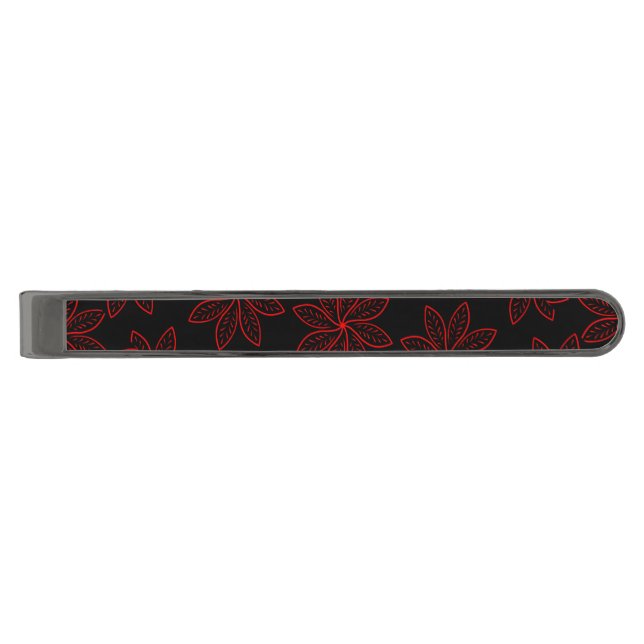 Crimson Pattern on Black  Gunmetal Finish Tie Bar (Front)