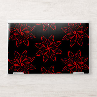 Crimson Pattern on Black HP Laptop Skin