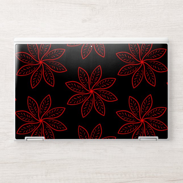 Crimson Pattern on Black  HP Laptop Skin (Front)