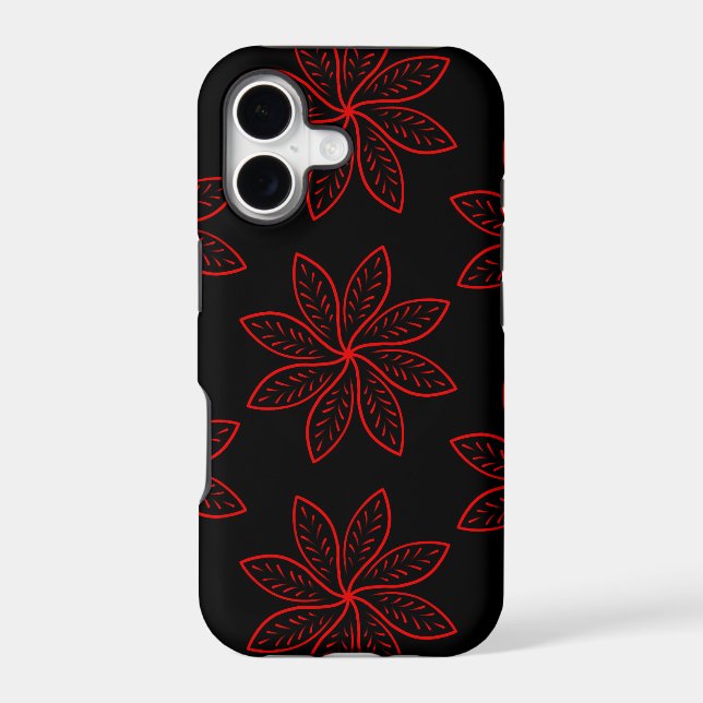 Crimson Pattern on Black  Iphone Case (Back)