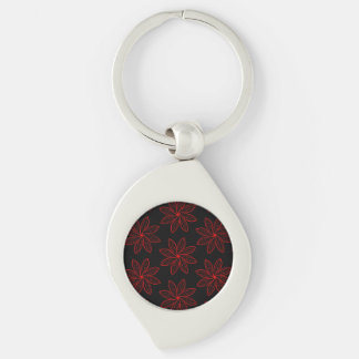 Crimson Pattern on Black Keychain