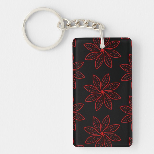 Crimson Pattern on Black  Keychain (Front)