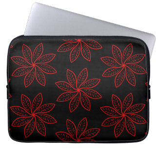 Crimson Pattern on Black Laptop Sleeve
