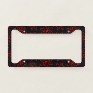 Crimson Pattern on Black License Plate Frame