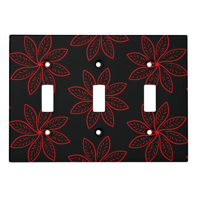 Crimson Pattern on Black  Light Switch Cover (Front)