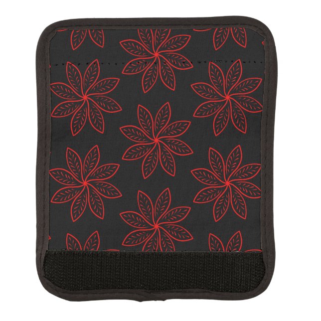 Crimson Pattern on Black  Luggage Handle Wrap (Front)