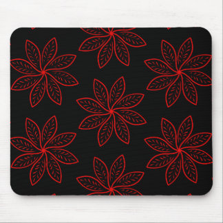 Crimson Pattern on Black Mouse Pad