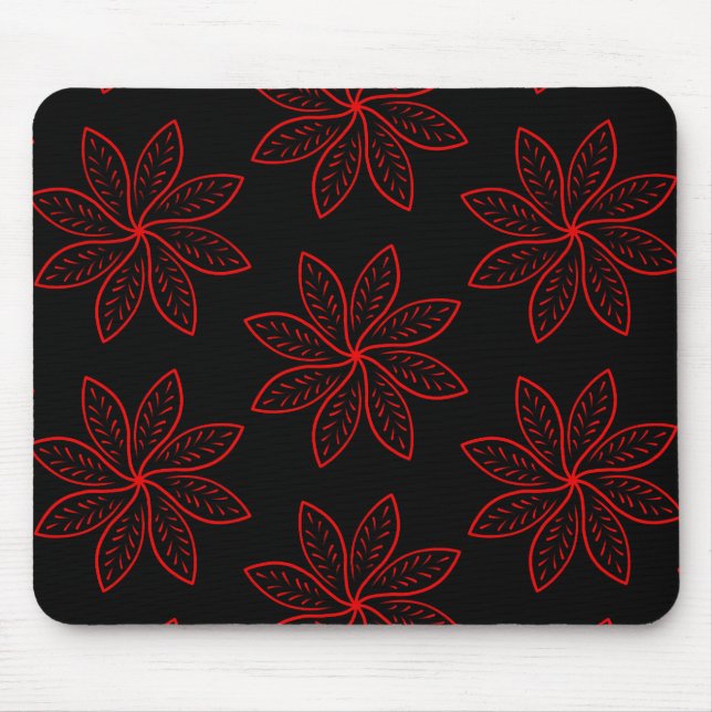 Crimson Pattern on Black  Mouse Pad (Front)