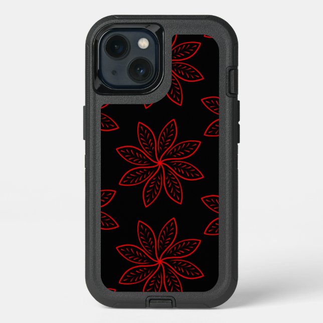 Crimson Pattern on Black  Otterbox iPhone Case (Back)