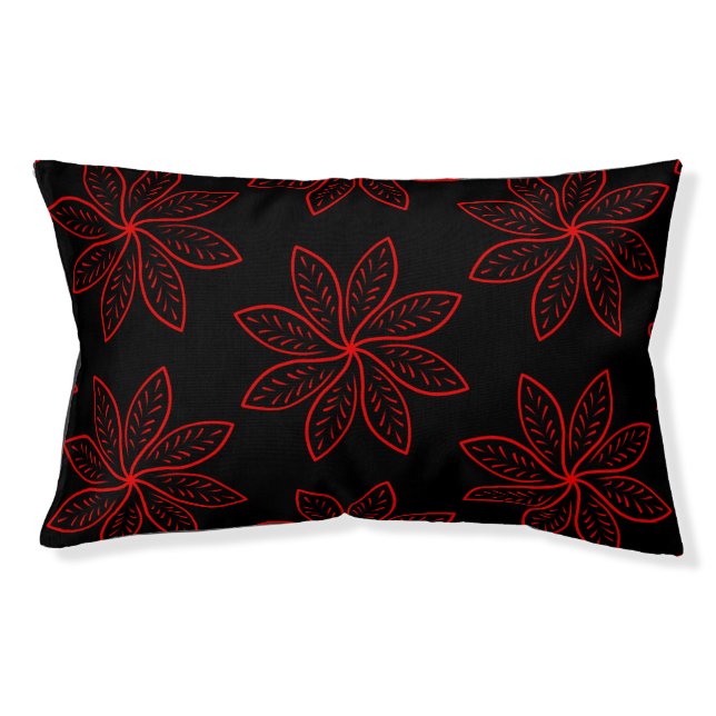 Crimson Pattern on Black  Pet Bed (Front)