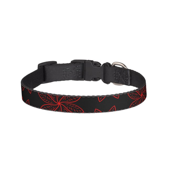 Crimson Pattern on Black  Pet Collar (Front)