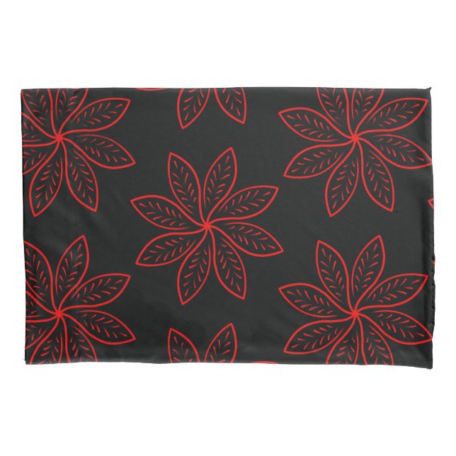 Crimson Pattern on Black  Pillow Case (Front)
