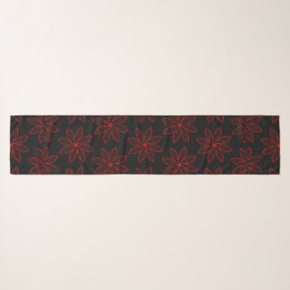 Crimson Pattern on Black  Scarf