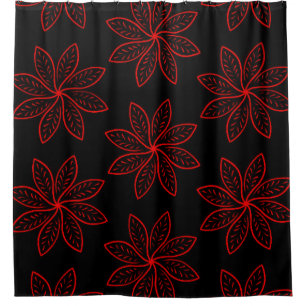 Crimson Pattern on Black  Shower Curtain