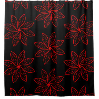 Crimson Pattern on Black  Shower Curtain