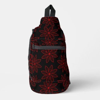 Crimson Pattern on Black  Sling Bag