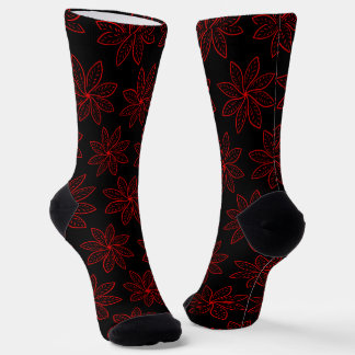 Crimson Pattern on Black  Socks
