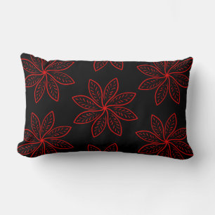 Crimson Pattern on Black Solid Back Lumbar Pillow