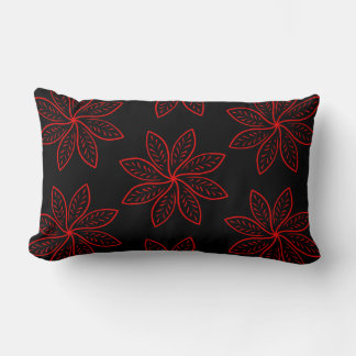 Crimson Pattern on Black Solid Back Lumbar Pillow