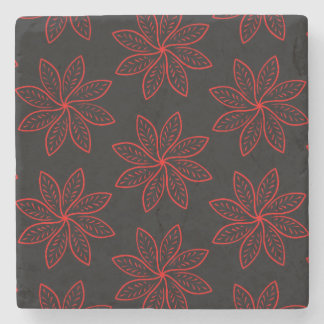 Crimson Pattern on Black  Stone Coaster