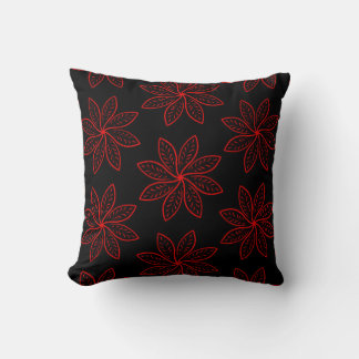 Crimson Pattern on Black Throw Pillow